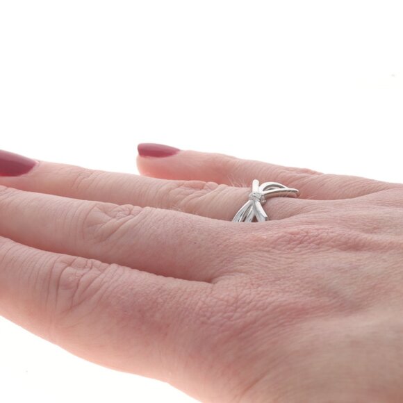 Tiffany & Co. Bow Diamond Band - White Gold 18k Round Brilliant Ribbon Ring - Picture 4 of 7